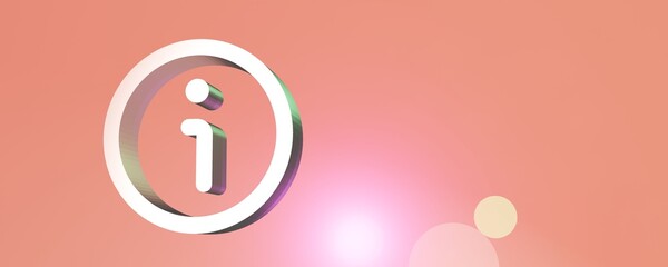 3d rendered Info icon in a soft glitter background. Info icon