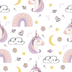 Seamless pattern unicorns