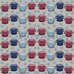 seamless pattern with glasses and cups