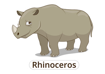 Rhinoceros african savannah cartoon illustration PNG illustration with transparent background