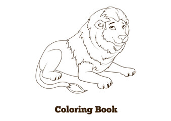Coloring book lion african animal cartoon PNG illustration with transparent background