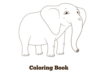 Coloring book elephant african animal cartoon PNG illustration with transparent background