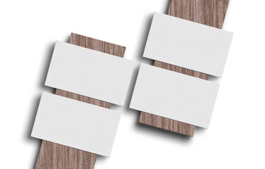 Minimal vertical business card on wood mockup
