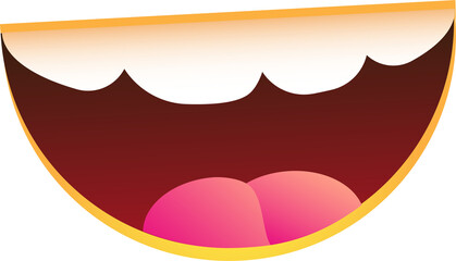 Cartoon mouth with expressions on transparent background.