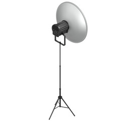 3d rendering illustration of a beauty dish lamp on tripod