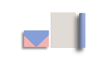 Fototapeta na wymiar Minimal file with envelope stationery mockup