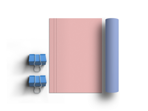 Minimal file with a4 roll paper stationery mockup