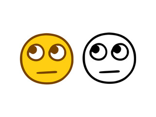 Upset face emoticon in doodle style isolated on white background