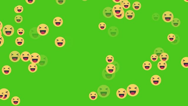 Laugh emotion icons animated emojis Social media icons symbol animation with green screen background.