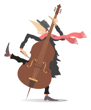 cartoon musician playing upright bass clip art preview