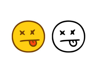 Obraz premium Kill face emoticon in doodle style isolated on white background