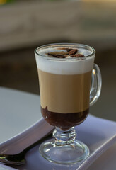 cup of  beautiful cappuccino coffe mocha drink