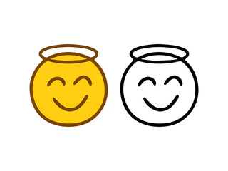 Halo emoticon in doodle style isolated on white background