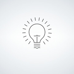Light bulb linear icon, Idea symbol. Electric innovation. Editable stroke. Stock vector illustration isolated on white background.