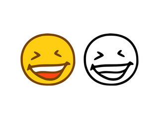 Fototapeta premium Laughing emoticon in doodle style isolated on white background