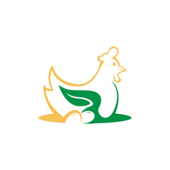 Organic chicken eco logo.