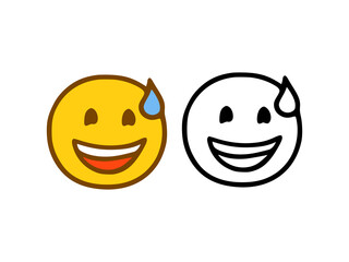 Laughing emoticon in doodle style isolated on white background
