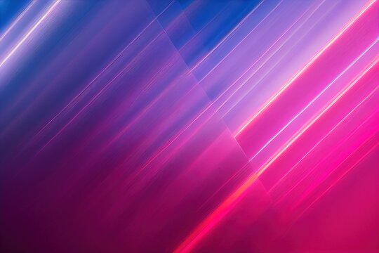 Pink And Blue Neon Line Background. Futuristic Glowing Laser Rays Movement With Gradient And Selective Focus. Electric Luminosity Abstract Background. Technology Space Blurred Motion Pattern