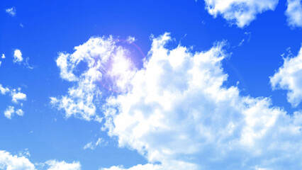 Naklejka na ściany i meble Shiny bright blue sky with white cloud at noon