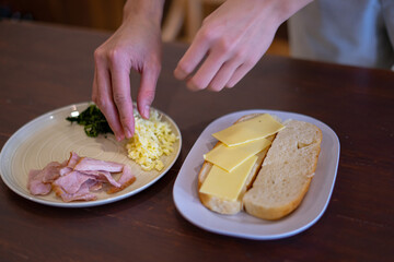 chef make warm sandwish