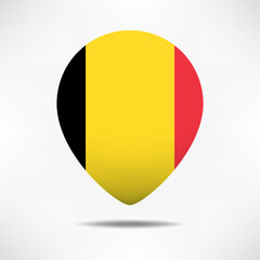 Fototapeta premium Belgium map pointers flag with shadow. Pin flag
