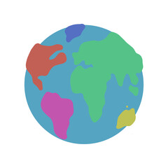 Flat planet Earth icon. Save our planet concept. Raster version. Illustration for web banner, web and mobile, infographics.