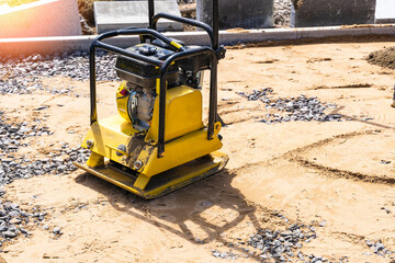 construction gasoline vibration rammer on the construction site
