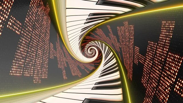 Piano Keyboard and Music Equalizer Animation, Background, Loop
