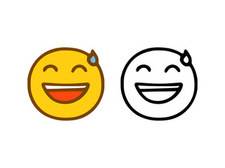 Fototapeta premium Laughing emoticon in doodle style isolated on white background