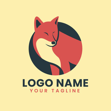 Fox animal flat logo design