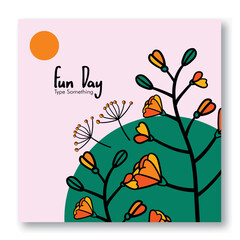 Trendy abstract square art templates with floral and geometric elements