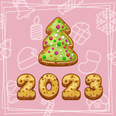 Merry Christmas and Happy New Year 2022, Christmas tree cookies