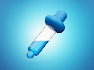 3d Color picker or dropper isolated background. Pipette icon. Medicine dropper. Trendy and modern 3d illustration