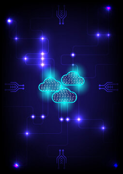 Abstract technology style
background, theme of center cloud network and communication linking, dark blue tone