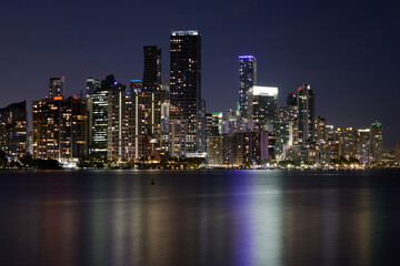 Fototapeta na wymiar Miami/Brickell city skyline at night