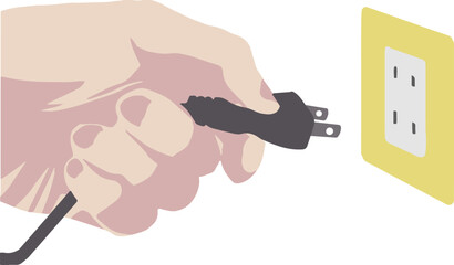 コンセントにプラグを挿入するリアルな手のベクターイラスト1

