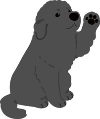 Simple and adorable Newfoundland dog illustration waving hand flat colored