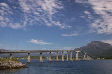 Fototapeta na wymiar Sortland Bridge, Vesteralen, Nordland, Norway