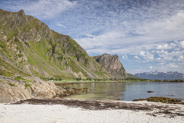 Hadseloya coastline and mountains, Vesteralen, Nordland, Norway