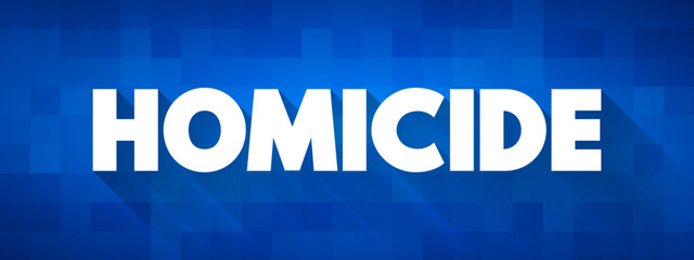 Homicide occurs when a person kills another person, text concept for presentations and reports