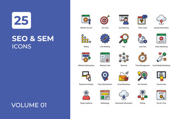 Seo and Sem icons collection.