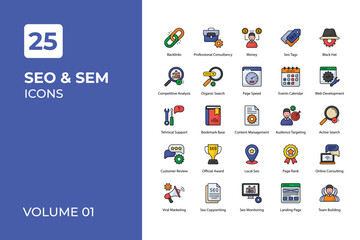 Seo and Sem icons collection.
