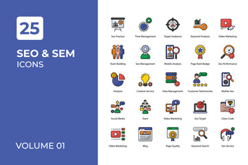 Seo and Sem icons collection.