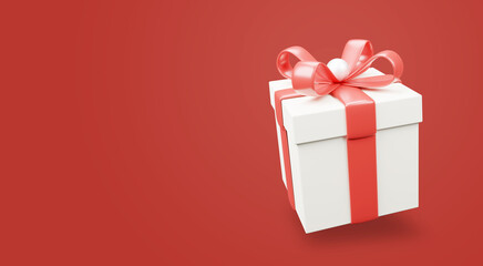 gift box with ribbon, Christmas holiday concept.