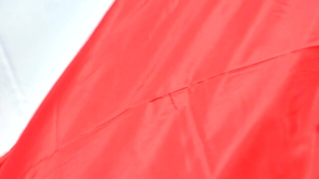 Poland flag waving in the wind.