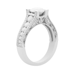 White gypsum cast material jewelry ring of 3d rendering isolate on white