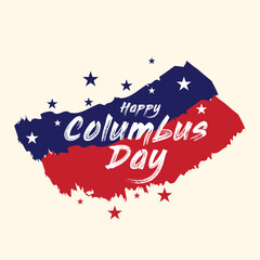 Columbus Day greeting card background or vector template illustration. Handwritten Calligraphic brush type Lettering