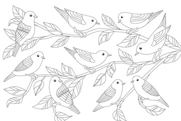 A coloring page for children with an outline drawing of flying a