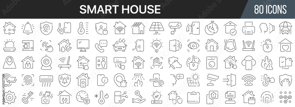 Poster Smart house line icons collection. Big UI icon set in a flat design. Thin outline icons pack. Vector illustration EPS10