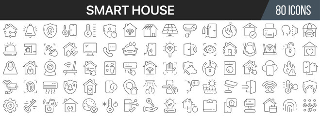 Fototapeta na wymiar Smart house line icons collection. Big UI icon set in a flat design. Thin outline icons pack. Vector illustration EPS10